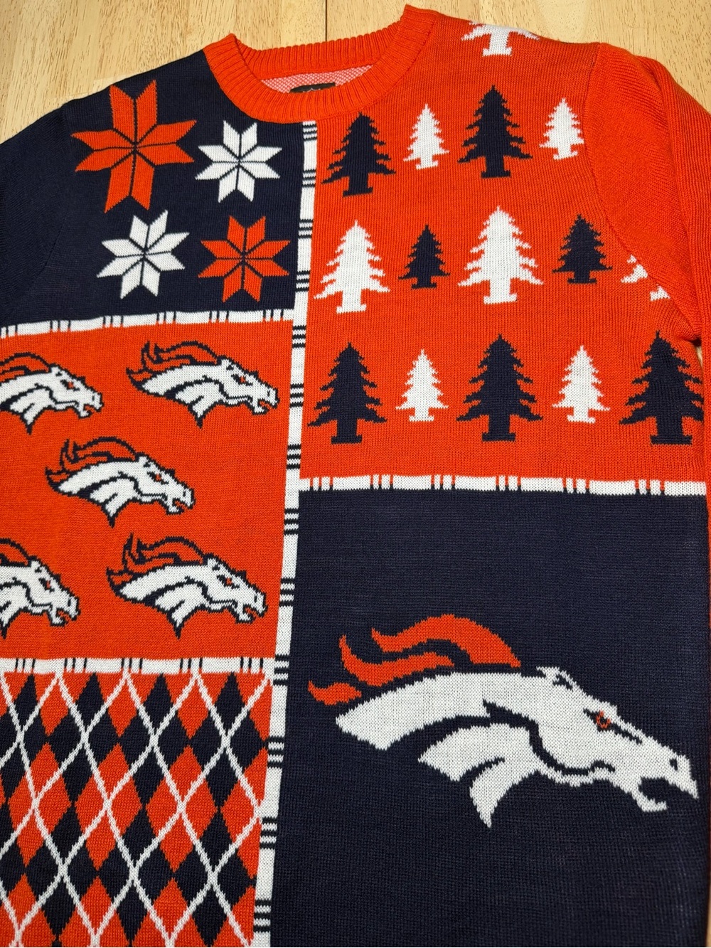 NFL Denver Broncos NEW Mens Ugly Christmas Sweater Orange Navy Winter Medium
